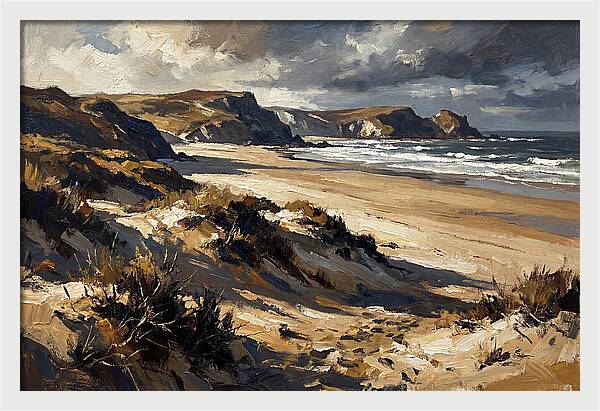 Wide Sandy Beach With Distant Headlands