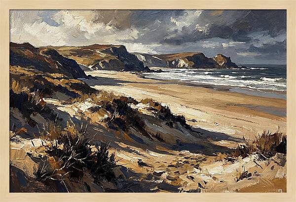 Wide Sandy Beach With Distant Headlands