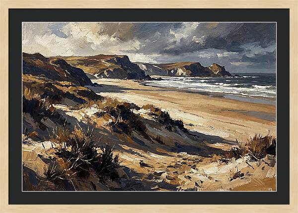 Wide Sandy Beach With Distant Headlands