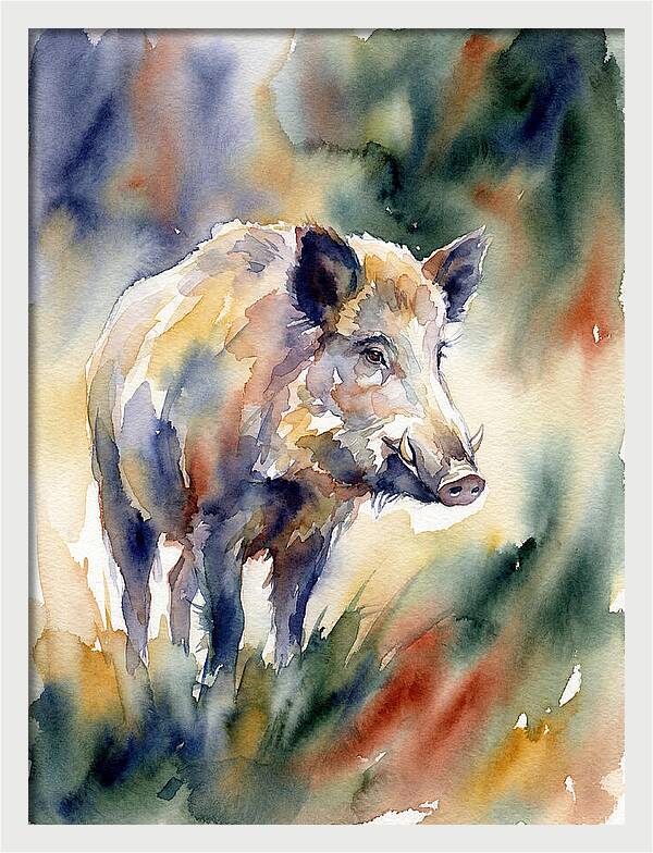 Wild Boar In Watercolor