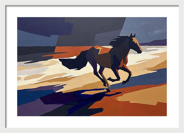 Wild Horse Galloping Along Windswept Beach