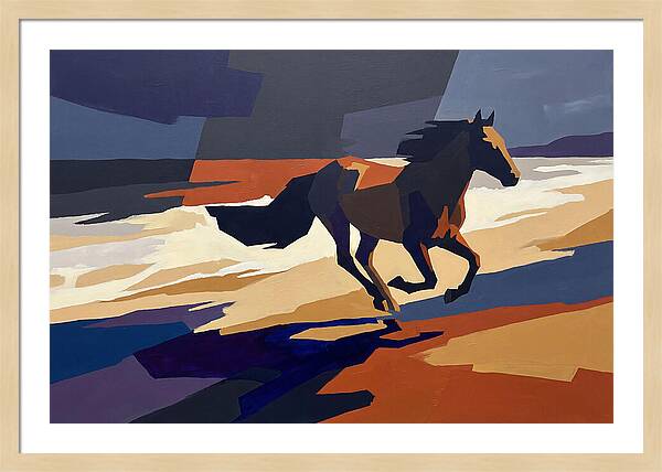 Wild Horse Galloping Along Windswept Beach