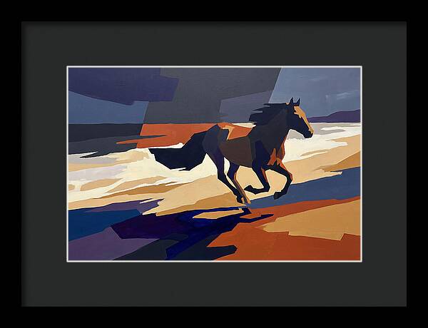 Wild Horse Galloping Along Windswept Beach