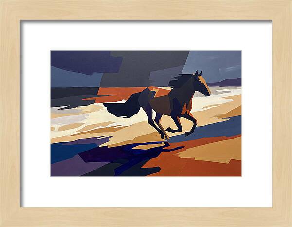 Wild Horse Galloping Along Windswept Beach