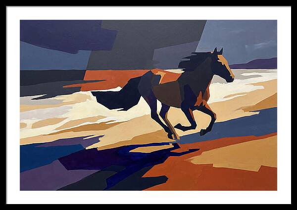 Wild Horse Galloping Along Windswept Beach