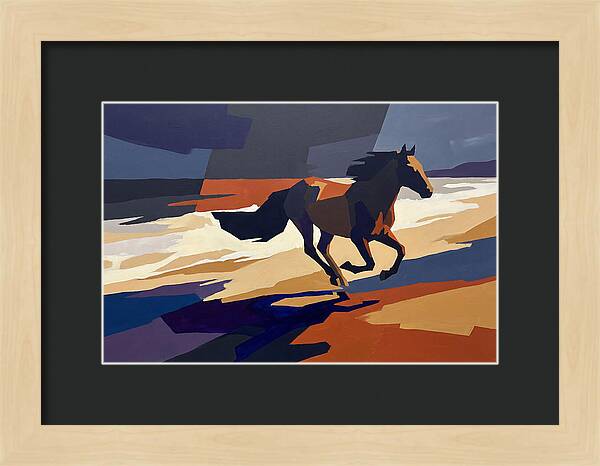 Wild Horse Galloping Along Windswept Beach