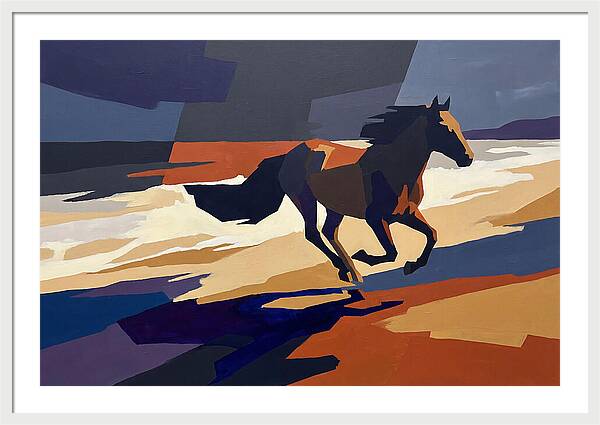 Wild Horse Galloping Along Windswept Beach