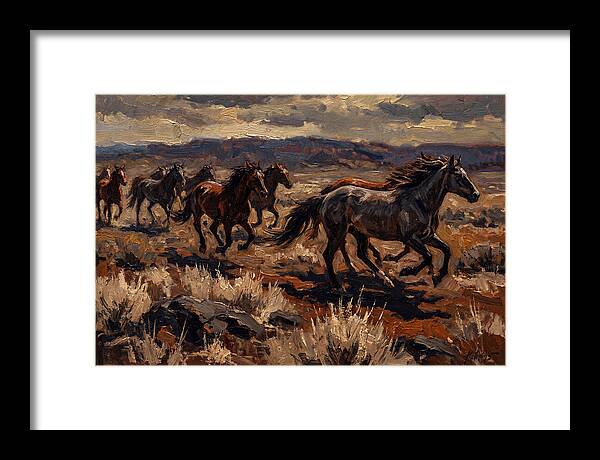 Wild Horses Galloping Across The Plain