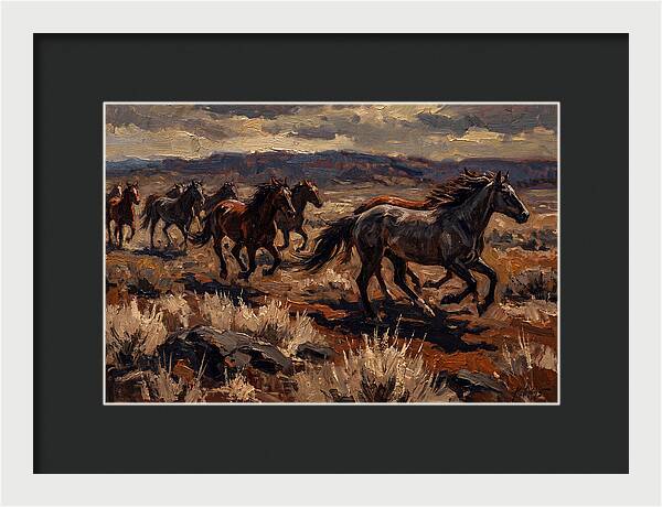 Wild Horses Galloping Across The Plain