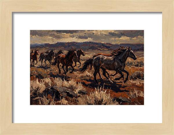 Wild Horses Galloping Across The Plain
