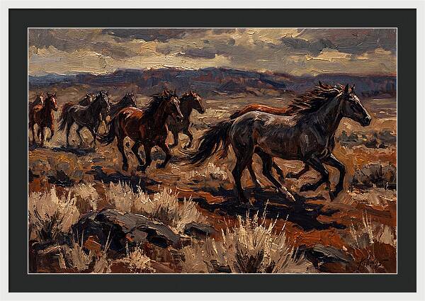 Wild Horses Galloping Across The Plain