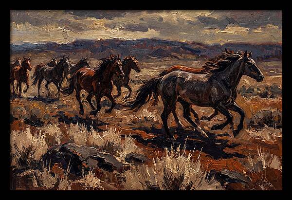 Wild Horses Galloping Across The Plain