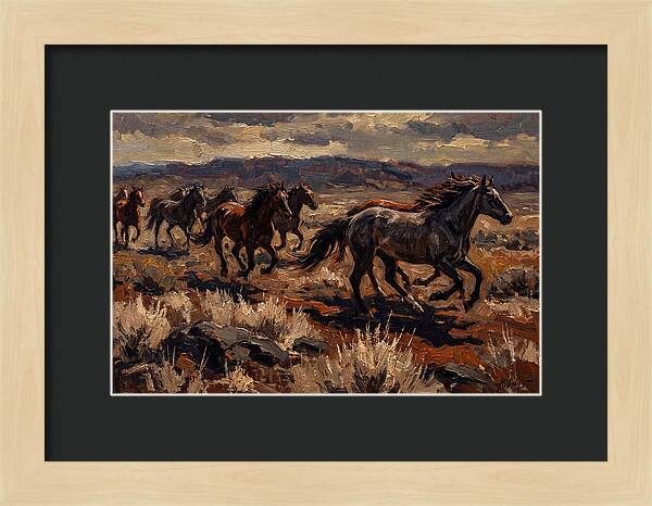 Wild Horses Galloping Across The Plain