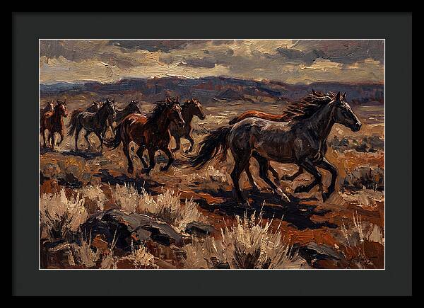 Wild Horses Galloping Across The Plain