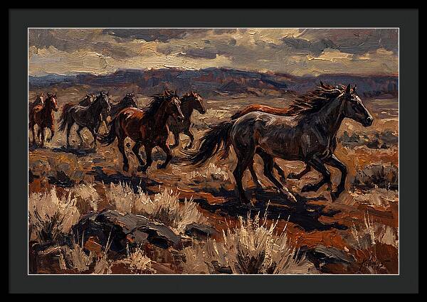 Wild Horses Galloping Across The Plain