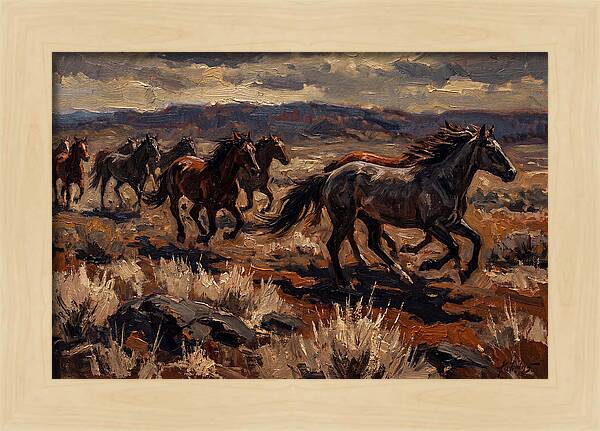 Wild Horses Galloping Across The Plain