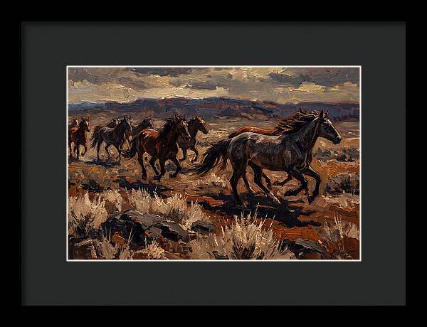 Wild Horses Galloping Across The Plain