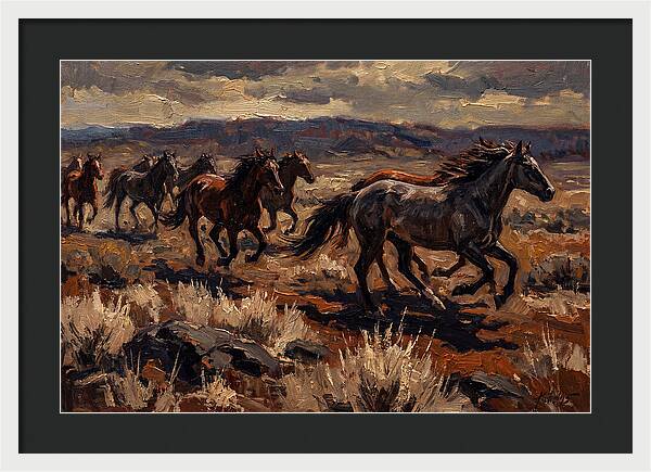 Wild Horses Galloping Across The Plain