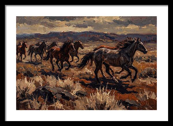 Wild Horses Galloping Across The Plain