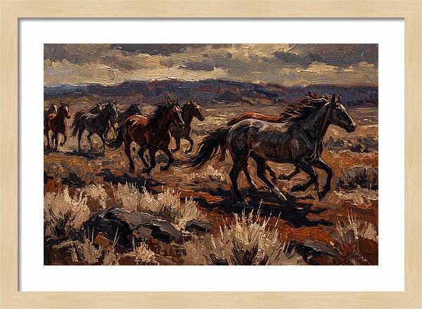 Wild Horses Galloping Across The Plain