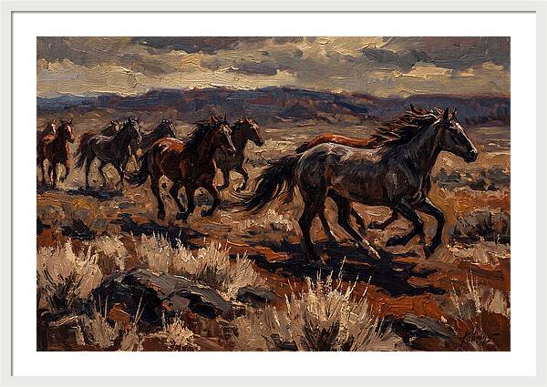 Wild Horses Galloping Across The Plain