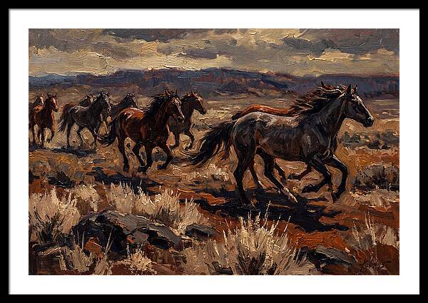 Wild Horses Galloping Across The Plain
