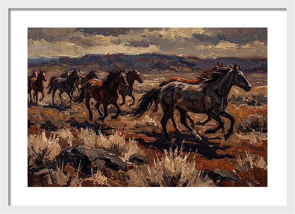 Wild Horses Galloping Across The Plain