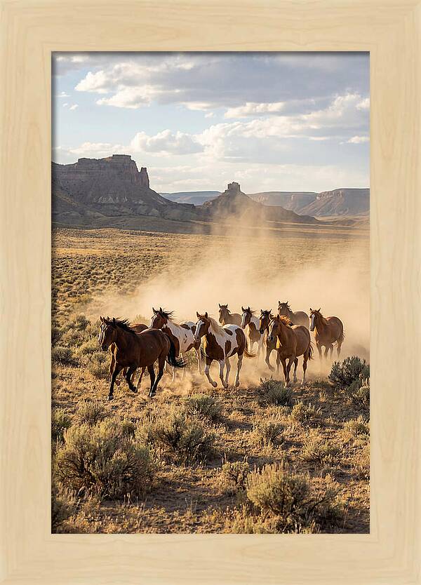 Wild Mustang Herd Galloping