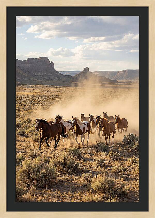 Wild Mustang Herd Galloping