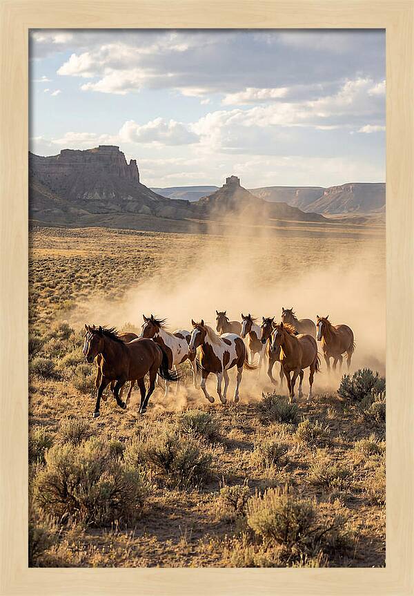 Wild Mustang Herd Galloping