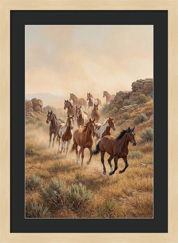 Wild Mustangs Running Free
