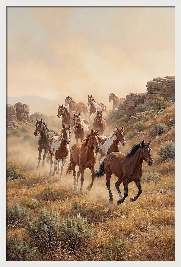 Wild Mustangs Running Free