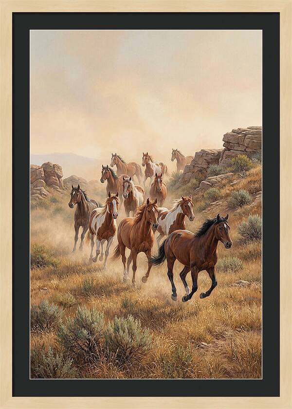 Wild Mustangs Running Free