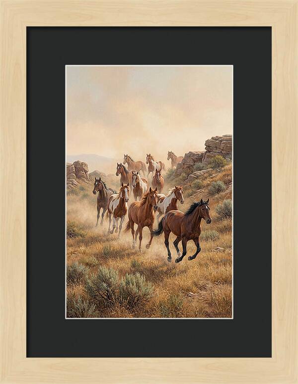 Wild Mustangs Running Free