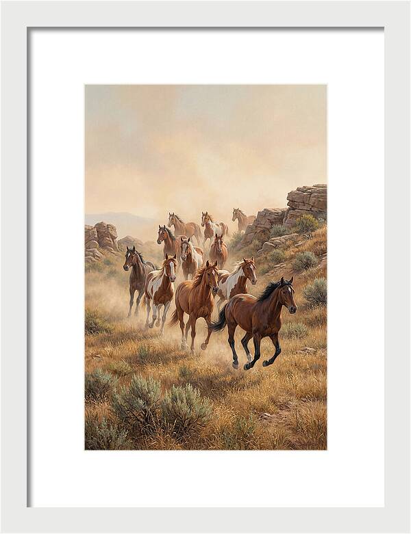 Wild Mustangs Running Free