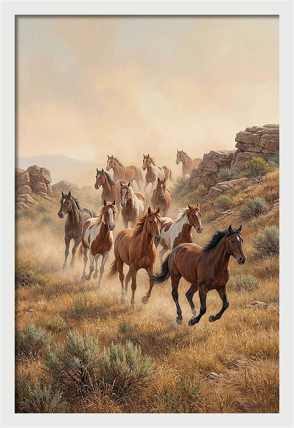 Wild Mustangs Running Free
