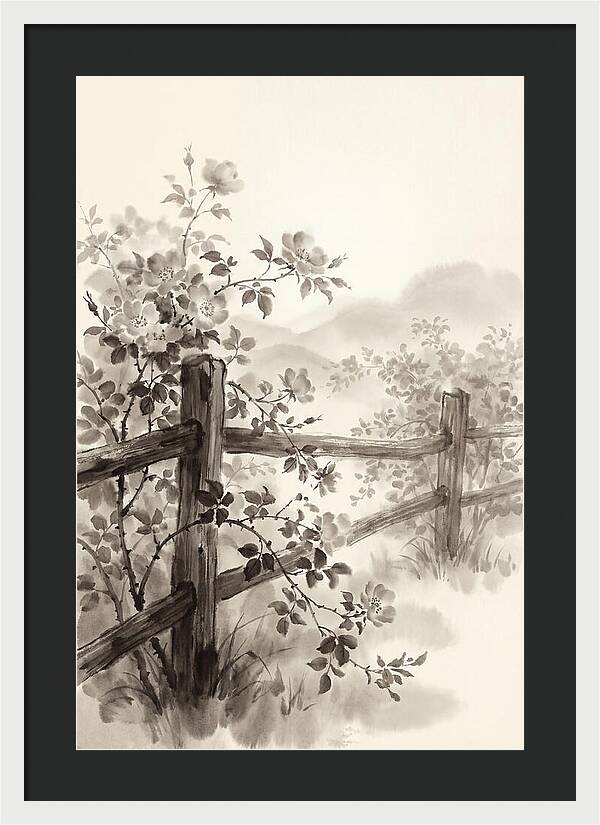 Wild Roses Along Rustic Fence