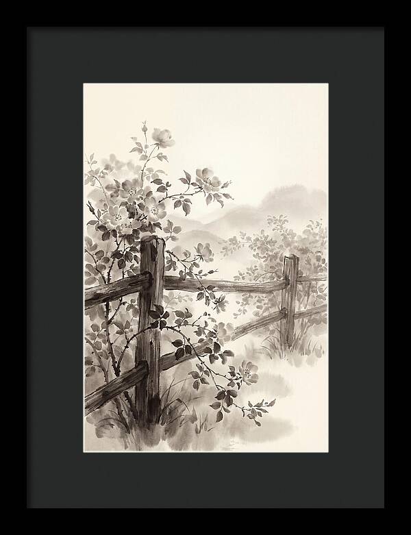 Wild Roses Along Rustic Fence