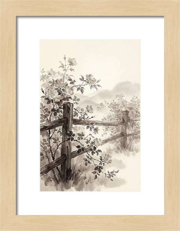 Wild Roses Along Rustic Fence