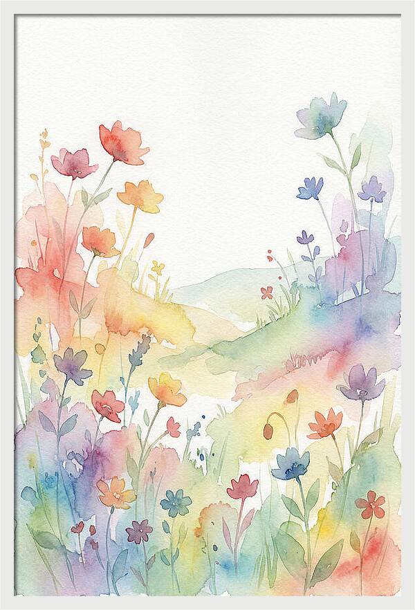 Wildflower Meadow In Rainbow Colors