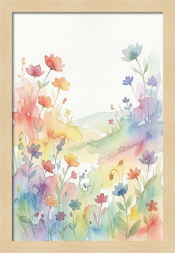 Wildflower Meadow In Rainbow Colors