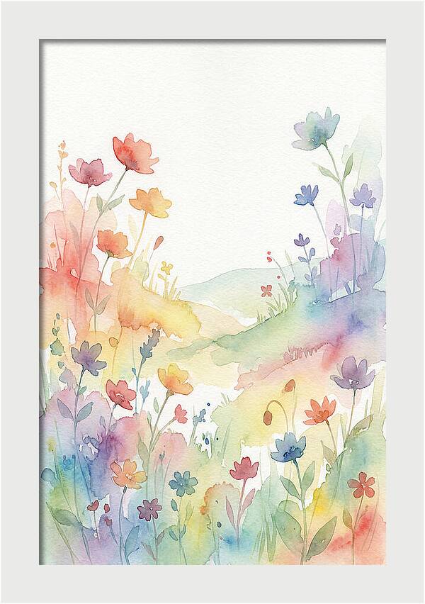 Wildflower Meadow In Rainbow Colors