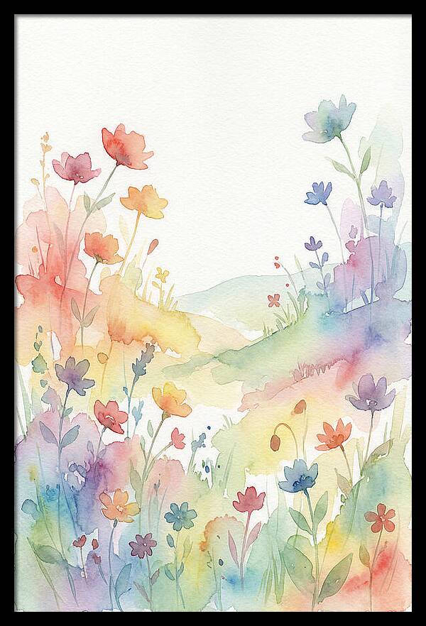 Wildflower Meadow In Rainbow Colors