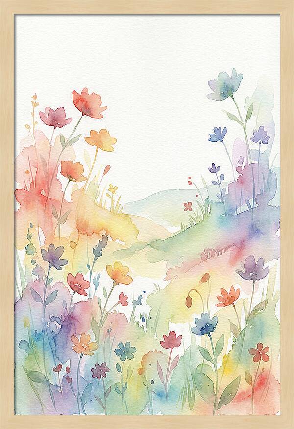 Wildflower Meadow In Rainbow Colors