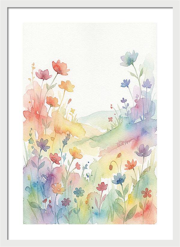 Wildflower Meadow In Rainbow Colors