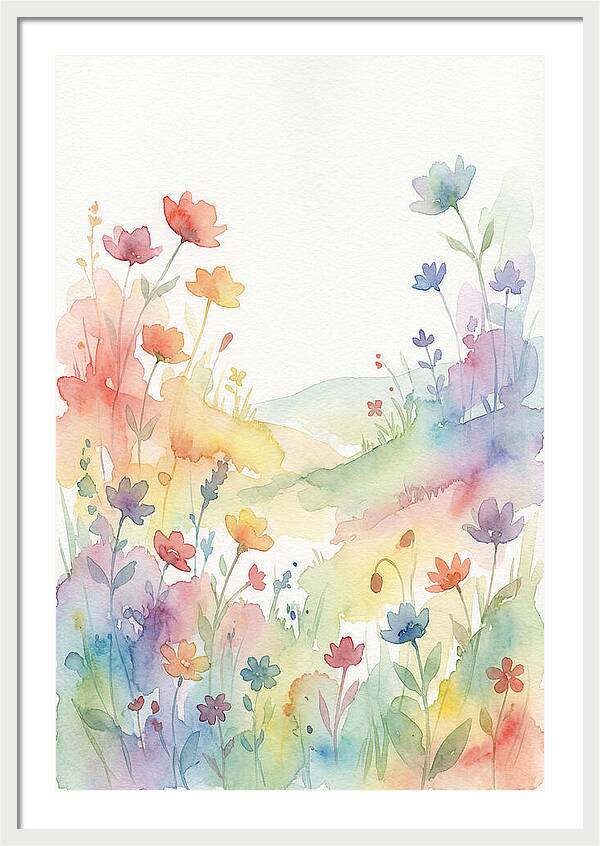 Wildflower Meadow In Rainbow Colors