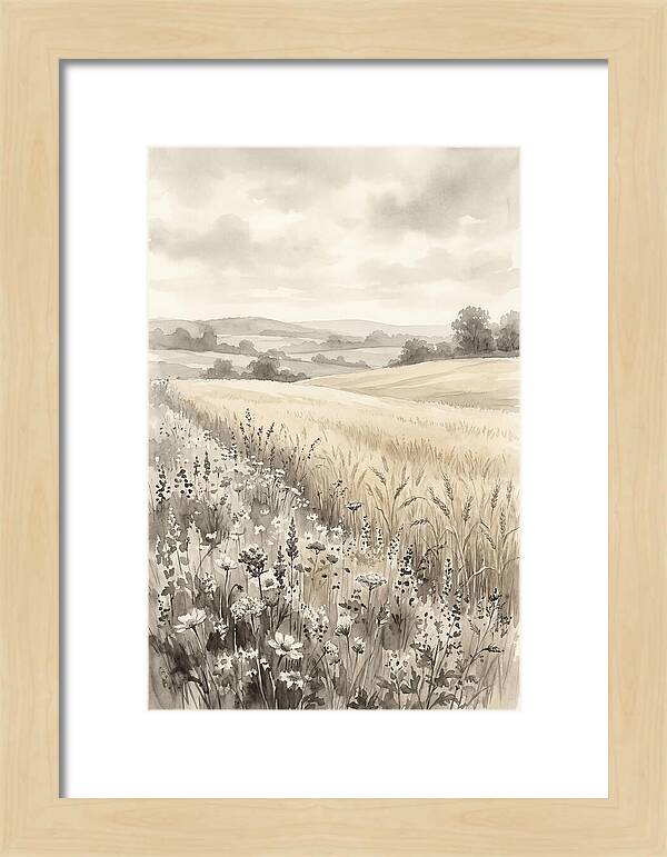Wildflower Strip Along Golden Wheat Field