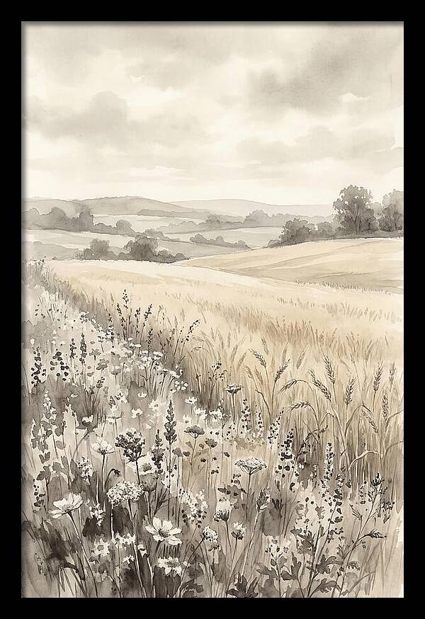 Wildflower Strip Along Golden Wheat Field