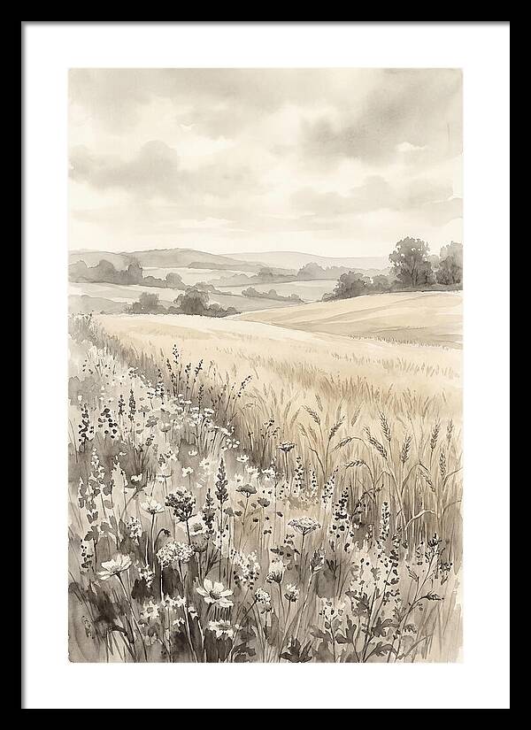 Wildflower Strip Along Golden Wheat Field