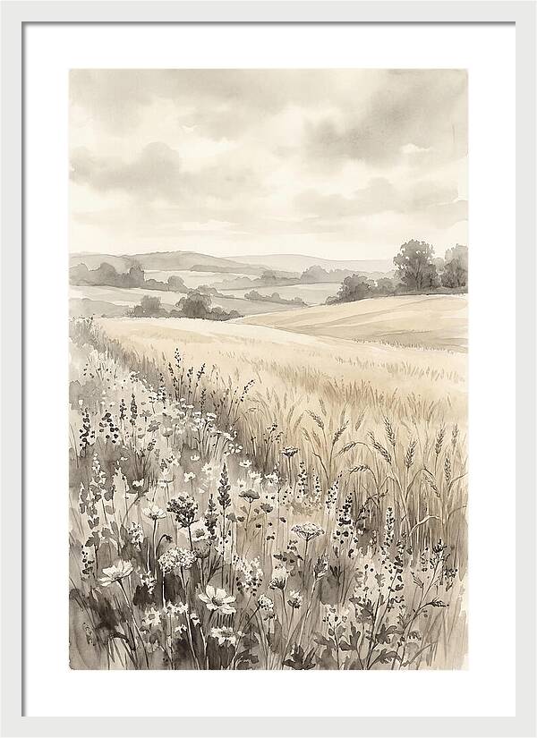 Wildflower Strip Along Golden Wheat Field
